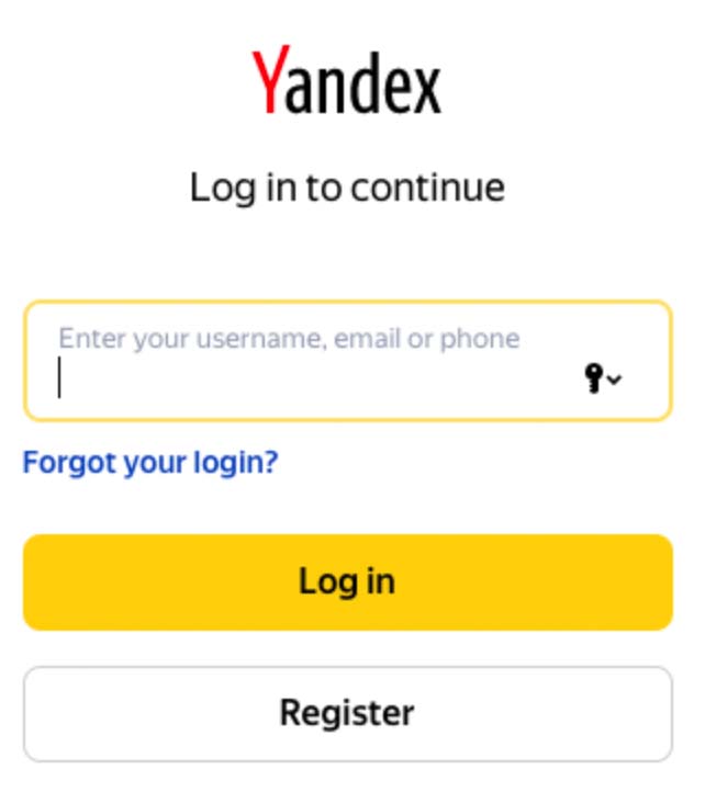 Yandex-Konto-Passwort verfolgen